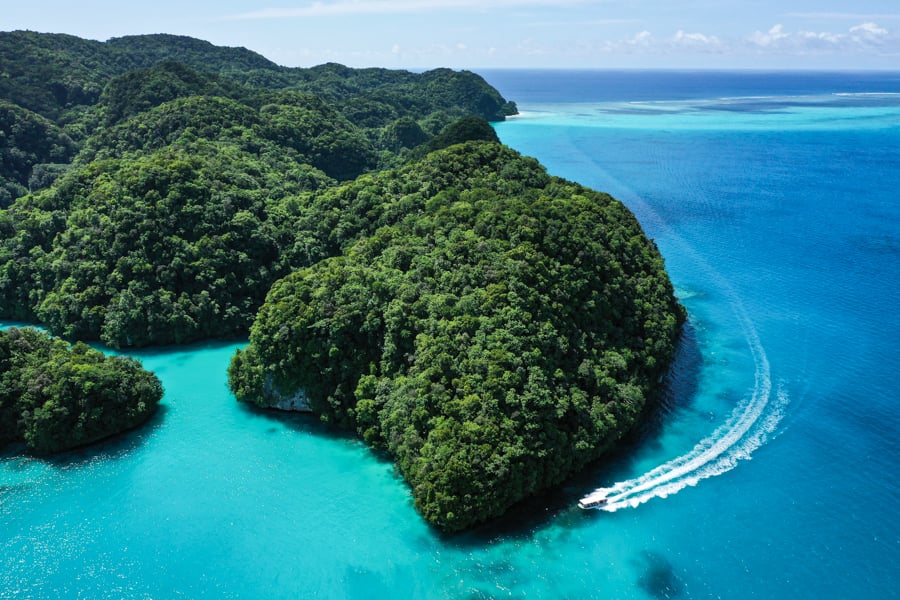 Rock Islands Palau Boat Tour Island Hopping Drone
