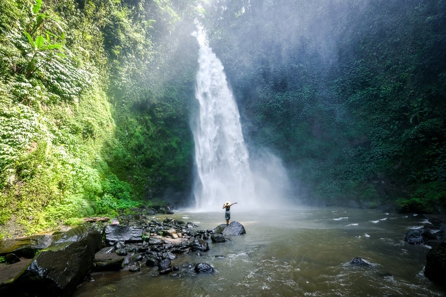 My woman at Nungnung Falls in Bali
