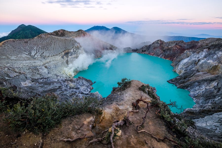 Kawah Ijen Volcano Mount Ijen Crater Lake Blue Fire Banyuwangi Indonesia